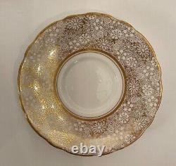 Royal Stafford D'oyley White Gold Floral Lace Tea Cup Saucer Set Made In England