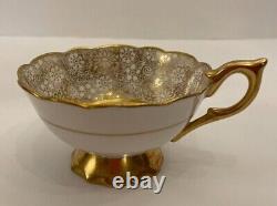 Royal Stafford D'oyley White Gold Floral Lace Tea Cup Saucer Set Made In England