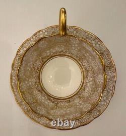 Royal Stafford D'oyley White Gold Floral Lace Tea Cup Saucer Set Made In England