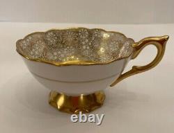 Royal Stafford D'oyley White Gold Floral Lace Tea Cup Saucer Set Made In England