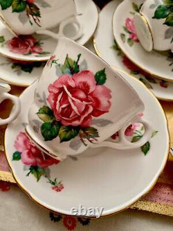Royal Stafford Pink Cabbage Roses Tea Set Trios Tea Cups Saucers Plates Tea Set