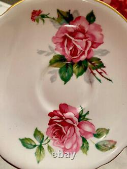 Royal Stafford Pink Cabbage Roses Tea Set Trios Tea Cups Saucers Plates Tea Set