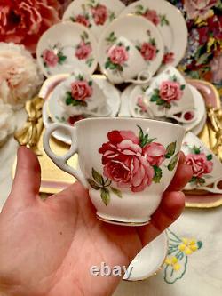 Royal Stafford Pink Cabbage Roses Tea Set Trios Tea Cups Saucers Plates Tea Set