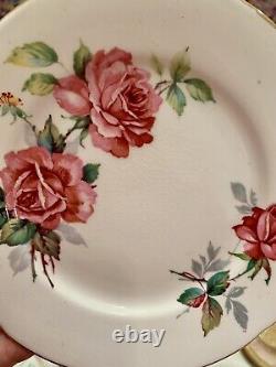 Royal Stafford Pink Cabbage Roses Tea Set Trios Tea Cups Saucers Plates Tea Set