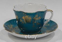 Royal Staffordshire Gold Floral on TEAL Colorway CUP & SAUCER Shelley Dainty shp