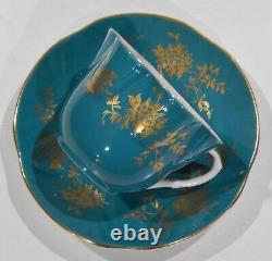 Royal Staffordshire Gold Floral on TEAL Colorway CUP & SAUCER Shelley Dainty shp