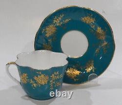 Royal Staffordshire Gold Floral on TEAL Colorway CUP & SAUCER Shelley Dainty shp