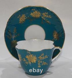 Royal Staffordshire Gold Floral on TEAL Colorway CUP & SAUCER Shelley Dainty shp