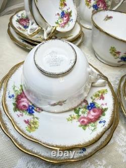 Royal Standard 1940s Tea Set Bone China Roses Gold 6 Cups UK