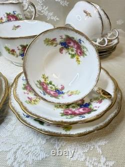 Royal Standard 1940s Tea Set Bone China Roses Gold 6 Cups UK
