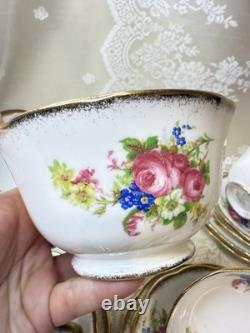 Royal Standard 1940s Tea Set Bone China Roses Gold 6 Cups UK