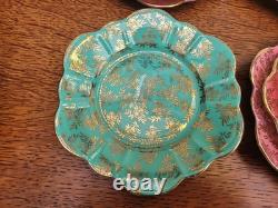 Royal Stuart Bone China Set of x6 Tea Trios Harlequin Gold Rose Lace