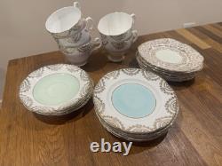 Royal Stuart & Other Bone China Cup & Saucer & Plates Pastel Colours Gold Gilt