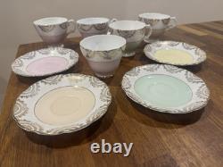 Royal Stuart & Other Bone China Cup & Saucer & Plates Pastel Colours Gold Gilt