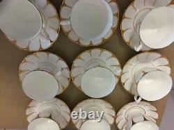 Royal Vale Bone China white gold Art deco daisy strike 11Tea Cups&12 Saucers