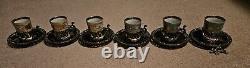 Royal Vienna 6 Porcelain Demitasse/Espresso Cups withGold Colored Metallic Saucers