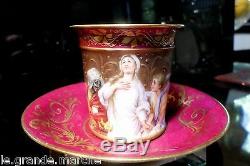 Royal Vienna Antique Hand Painted Angelic Virgin Mary Annunciation Cup & Saucer