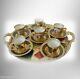 Royal Vienna Large Tray With Six Cups And Saucers Victorian Scenes And Gold