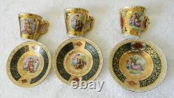 Royal Vienna LARGE tray with six cups and saucers victorian scenes and gold