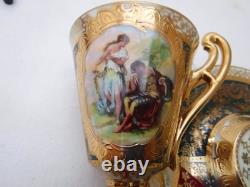 Royal Vienna Richly Gilded Pedestal Cup & Saucer
