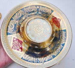 Royal Vienna Richly Gilded Pedestal Cup & Saucer