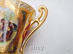 Royal Vienna Richly Gilded Pedestal Cup & Saucer