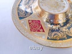 Royal Vienna Richly Gilded Pedestal Cup & Saucer