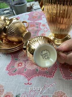 Royal Wilton Coffee Set, cream jug 2 cups and 3 saucers in gold