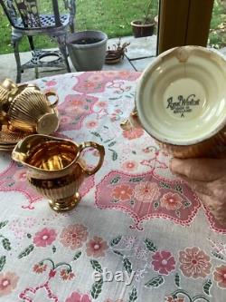 Royal Wilton Coffee Set, cream jug 2 cups and 3 saucers in gold