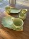 Royal Winton Grimwades Leaf Green Gold Tennis Set X2 Cup Saucer Cream Sugar Bowl
