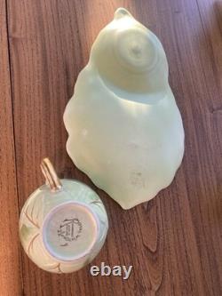 Royal Winton Grimwades Leaf Green Gold Tennis Set x2 Cup Saucer Cream Sugar Bowl