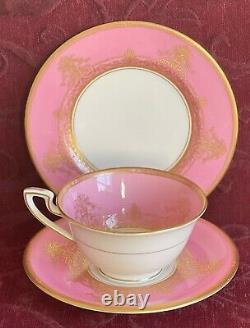 Royal Worcester 14 Piece Tea Set Balmoral Pink & Gold, England 1926