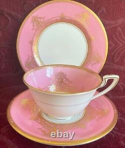 Royal Worcester 14 Piece Tea Set Balmoral Pink & Gold, England 1926