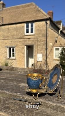 Royal Worcester Antique Cup & Saucer Gold & Turquoise