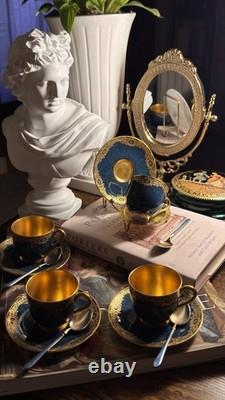 Royal Worcester Antique Cup & Saucer Gold & Turquoise