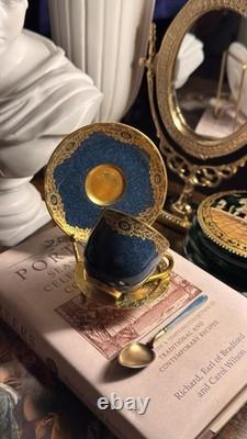 Royal Worcester Antique Cup & Saucer Gold & Turquoise