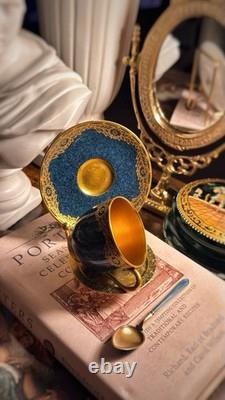 Royal Worcester Antique Cup & Saucer Gold & Turquoise