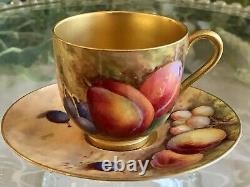 Royal Worcester Antique Fruit Demi-Tasse Cup & Saucer Artist Signed W. Hale