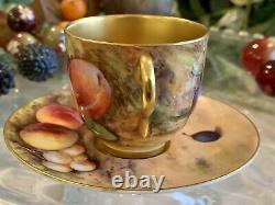 Royal Worcester Antique Fruit Demi-Tasse Cup & Saucer Artist Signed W. Hale