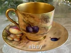 Royal Worcester Antique Fruit Demi-Tasse Cup & Saucer Artist Signed W. Hale