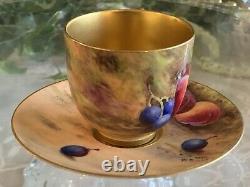 Royal Worcester Antique Fruit Demi-Tasse Cup & Saucer Artist Signed W. Hale