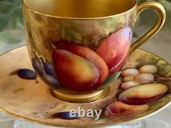 Royal Worcester Antique Fruit Demi-Tasse Cup & Saucer Artist Signed W. Hale