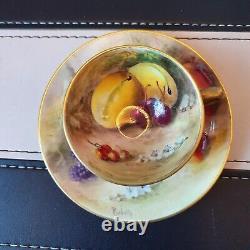 Royal Worcester Antique Gilded Cabinet Cup & Saucer Summer Fruits Ricketts (sf)