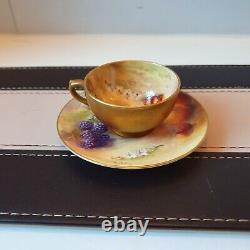 Royal Worcester Antique Gilded Cabinet Cup & Saucer Summer Fruits Ricketts (sf)