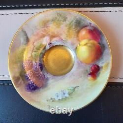 Royal Worcester Antique Gilded Cabinet Cup & Saucer Summer Fruits Ricketts (sf)