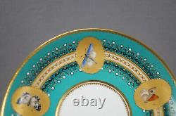 Royal Worcester Butterflies Turquoise Gold & Enamel Jeweled Coffee Cup & Saucer