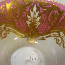 Royal Worcester Cup and Saucer Gold & Pink Rococo with Bread Plate 1918