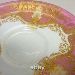 Royal Worcester Cup and Saucer Gold & Pink Rococo with Bread Plate 1918