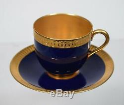 Royal Worcester Demitasse Cup & Saucer, Cobalt Blue with Gold Gilt Interior