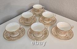 Royal Worcester Embassy White Gold Demitasse Cups & Saucers Set of 6 Espresso